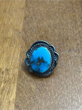 Vintage Navajo Silver Turquoise Ring 4.5 Southwestern Native Ring